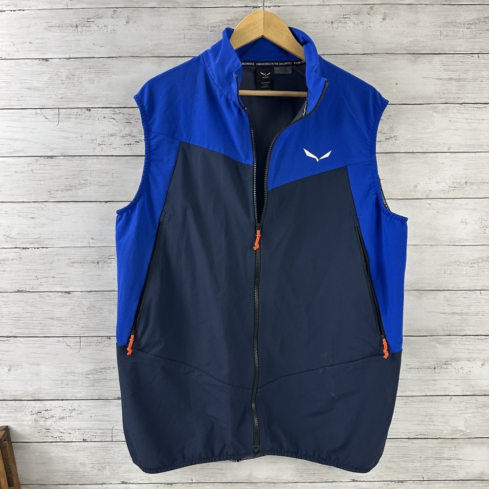 Salewa Mens XL Vest Blue Full Zip‎ Golf Hiking Outdoor Durastretch